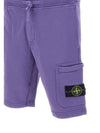 Cotton Fleece Cargo Bermuda Shorts Purple - STONE ISLAND - BALAAN 5