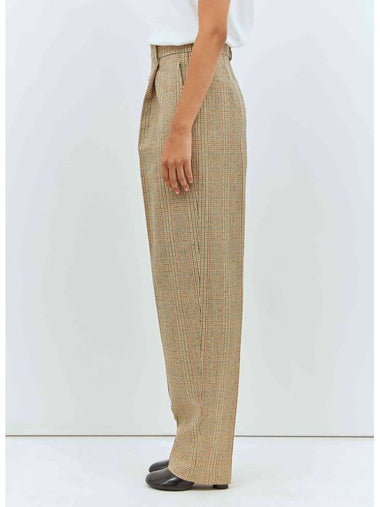 Check High Waist Pants Beige - BOTTEGA VENETA - BALAAN 1