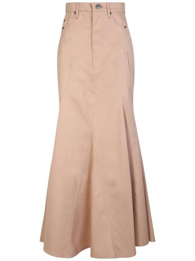 Women's Floor Length Cotton Gabardine A-Line Skirt Pale Nude - BURBERRY - BALAAN 1