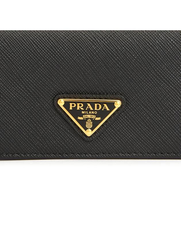 Saffiano Leather Triangle Logo Card Wallet Black - PRADA - BALAAN 6