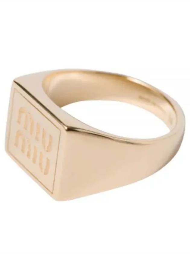 Engraved Logo Signet Metal Ring Gold - MIU MIU - BALAAN 2