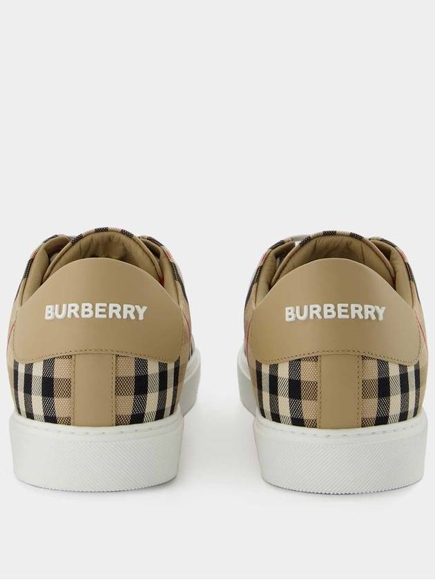 Vintage Check and Leather Sneakers Archive Beige - BURBERRY - BALAAN 4