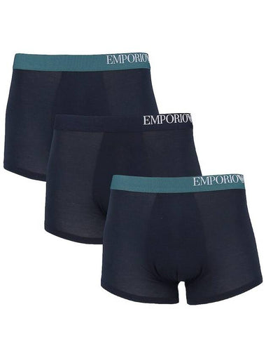 Men's Boxer Trunk Briefs 3 Pack Blue - EMPORIO ARMANI - BALAAN 1