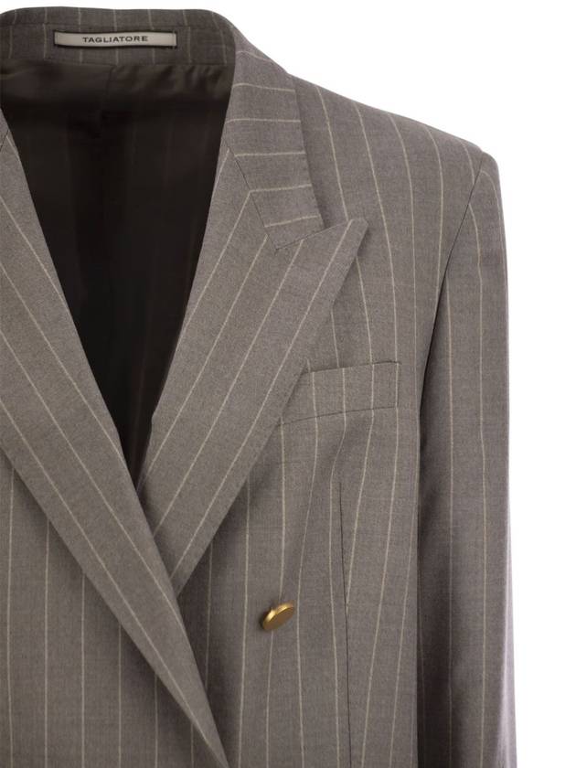 Stretch wool double-breasted pinstripe blazer - TAGLIATORE - BALAAN 4