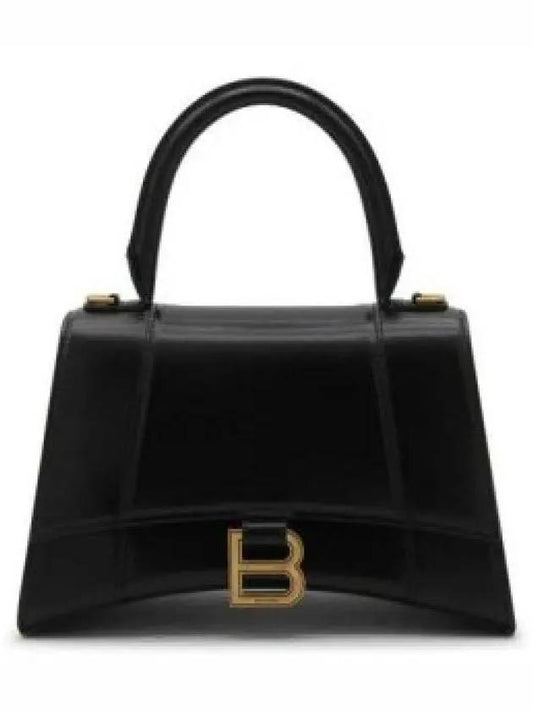 Hourglass Small Tote Bag in Shiny Box Calfskin Black - BALENCIAGA - BALAAN 2