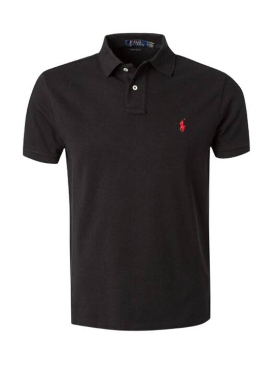 Men's Red Embroidered Logo Polo Shirt Black - POLO RALPH LAUREN - BALAAN 2