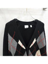 Lux You XL Black check cut out merino wool cardigan - BURBERRY - BALAAN 3