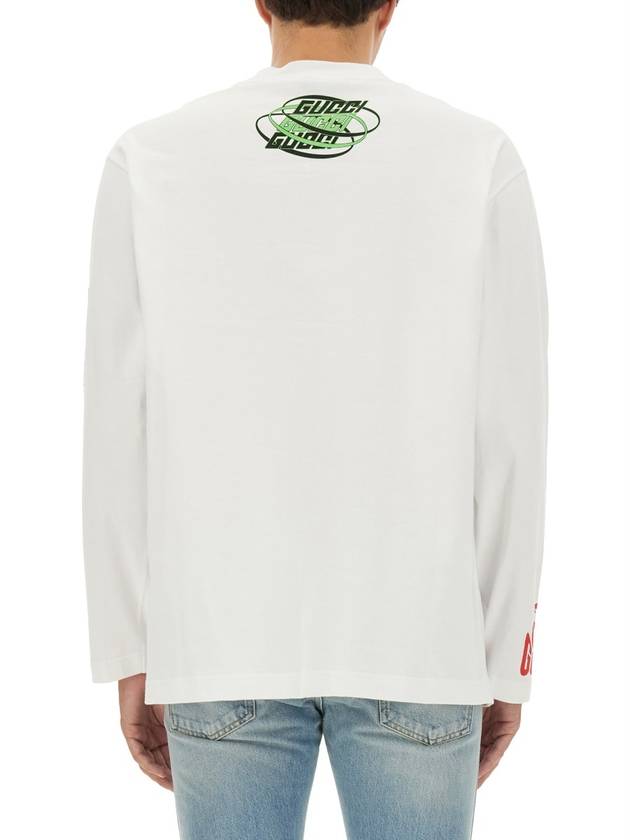 Printed Cotton Jersey Long Sleeve T Shirt White - GUCCI - BALAAN 4