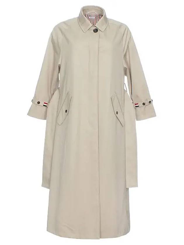 Waterproof Cotton Twill Raglan Trench Overcoat Khaki - THOM BROWNE - BALAAN 10