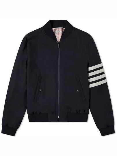 Diagonal Striped Knit Rib Blouson Bomber Jacket Navy - THOM BROWNE - BALAAN 2