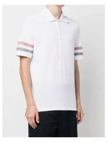 Men's RWB Stripe Cotton Polo Shirt White - THOM BROWNE - BALAAN 2