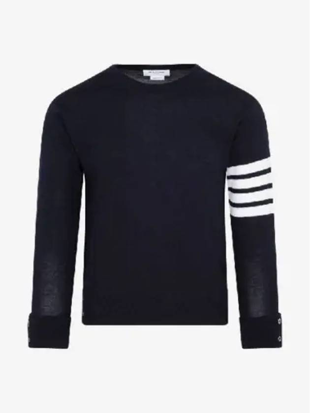 4 Bar Stripe Classic Wool Knit Top Navy - THOM BROWNE - BALAAN 3