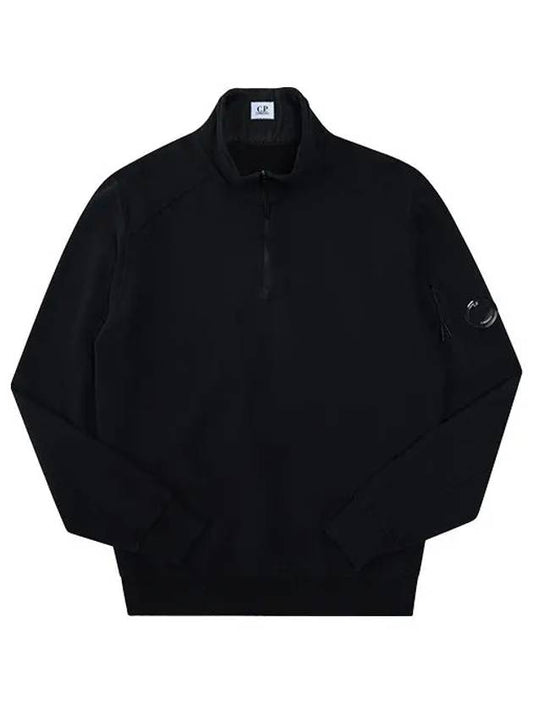 Men's Lens Wappen Fleece Half Zip Up Sweatshirt Black - CP COMPANY - BALAAN 2