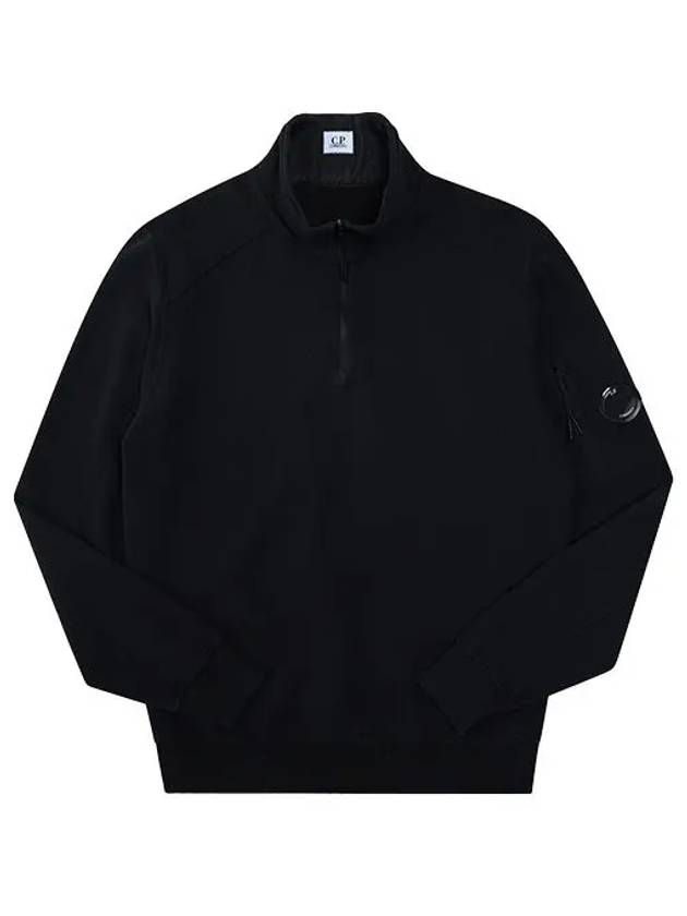 Men's Lens Wappen Fleece Half Zip Up Sweatshirt Black - CP COMPANY - BALAAN 4