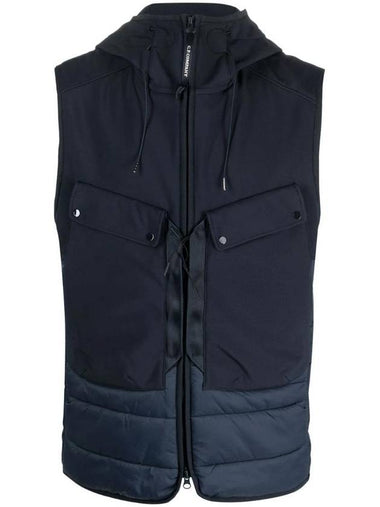 Shell R Mix Goggle Hooded Padded Vest Navy - CP COMPANY - BALAAN 1