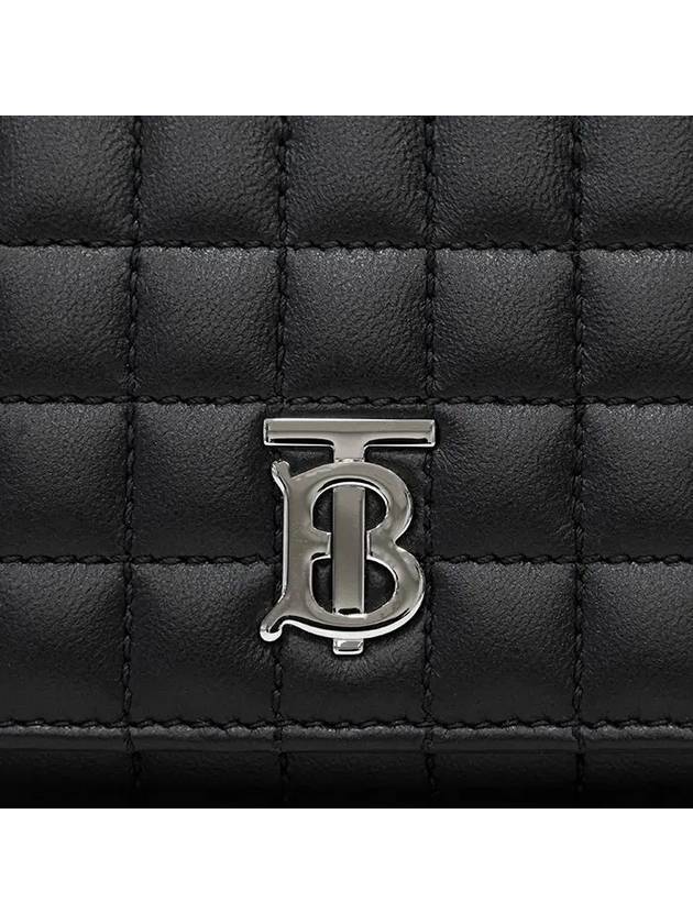 Lola Folding Small Quilted Leather Card Wallet Black Palladium - BURBERRY - BALAAN 9