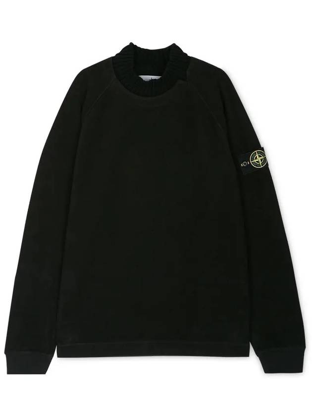 Garment Dyed Gauze Mock Neck Sweatshirt Black - STONE ISLAND - BALAAN 2