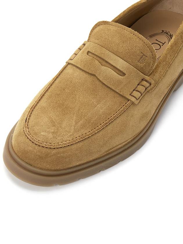 Pebble Tab Moccasin Suede Penny Loafers Brown - TOD'S - BALAAN 8