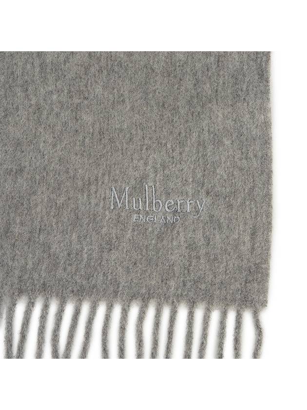 Small Solid Merino Wool Muffler Grey - MULBERRY - BALAAN 8