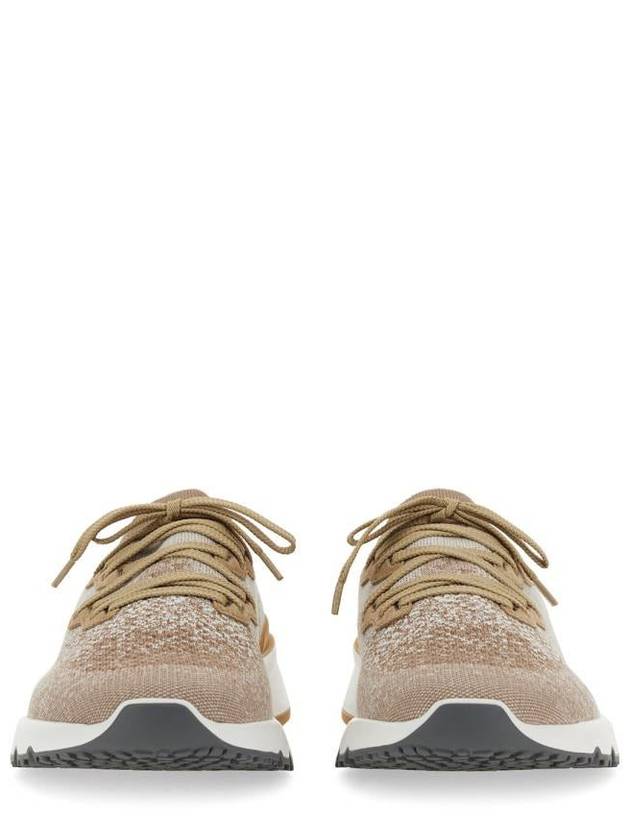 Stretch Knit Low Top Sneakers Brown - BRUNELLO CUCINELLI - BALAAN 4