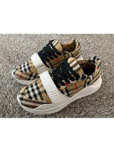 Check Velcro Cotton Canvas Sneakers 40 5 - BURBERRY - BALAAN 1