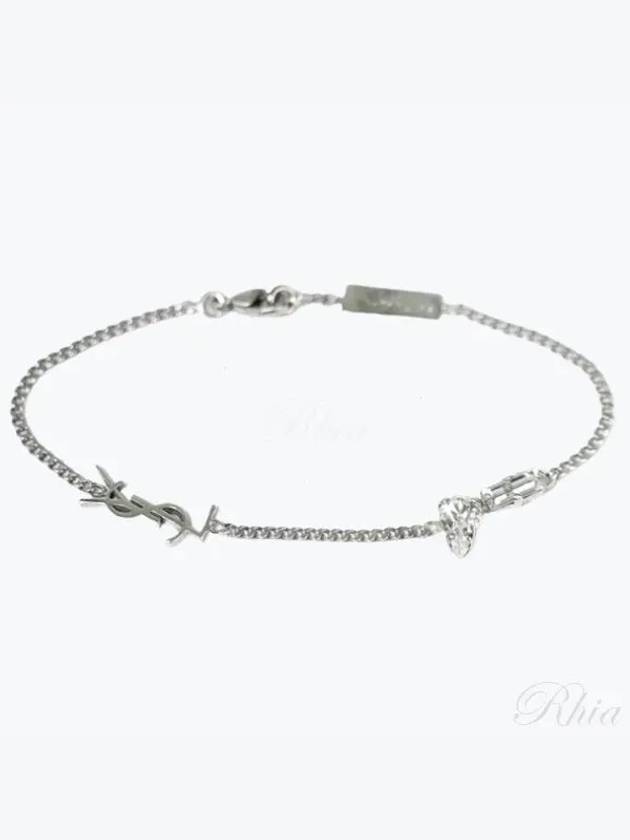 Opyum Charm Bracelet In Metal And Rhinestone Oxidized Silver - SAINT LAURENT - BALAAN 2