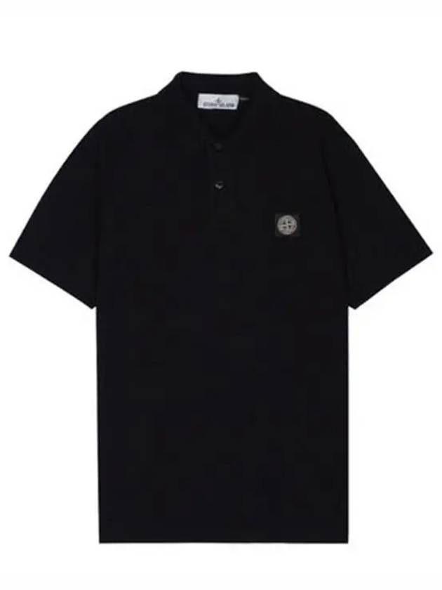 Pique Stretch Cotton Short Sleeve Polo Shirt Black - STONE ISLAND - BALAAN 3