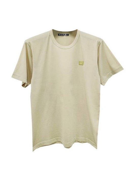 Face Logo Crew Neck Short Sleeve T-Shirt Sand Green - ACNE STUDIOS - BALAAN 1