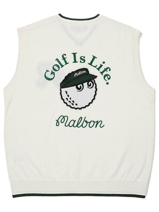 Logo point wool vest WHITE MAN - MALBON GOLF - BALAAN 2