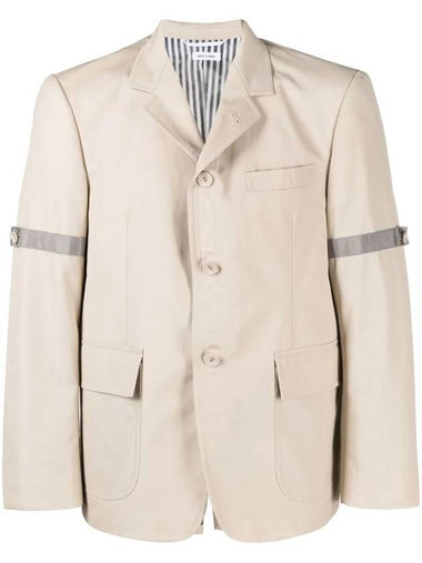 Single Breasted Button Blazer Jacket Beige - THOM BROWNE - BALAAN 1