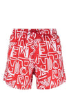 Logo Print Swim Shorts Red - EMPORIO ARMANI - BALAAN 1