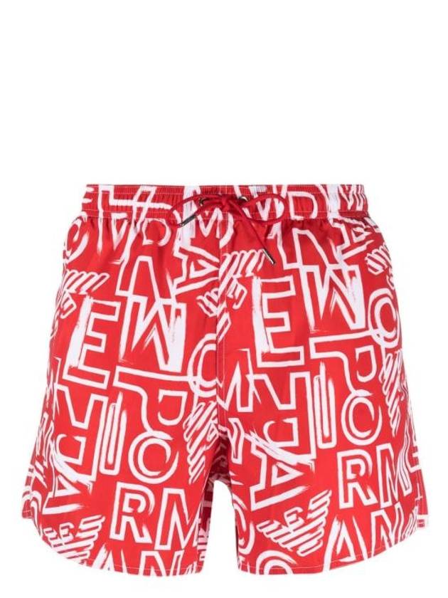 Logo Print Swim Shorts Red - EMPORIO ARMANI - BALAAN 1