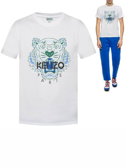 Tiger Print Short Sleeve T-Shirt White - KENZO - BALAAN 2