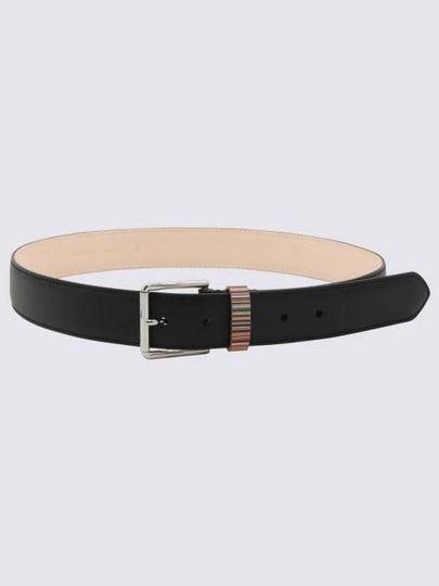 Signature Striped Leather Belt Black - PAUL SMITH - BALAAN 2