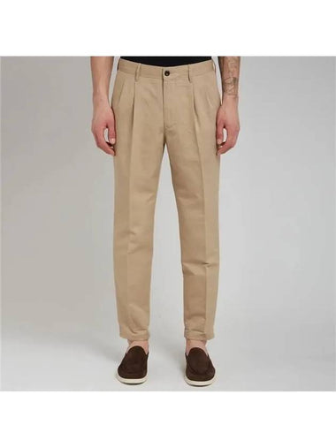 Linen tapered pants beige - INCOTEX - BALAAN 1