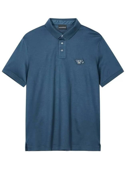 Men s Face Patch Easy Polo Shirt Navy - EMPORIO ARMANI - BALAAN 1