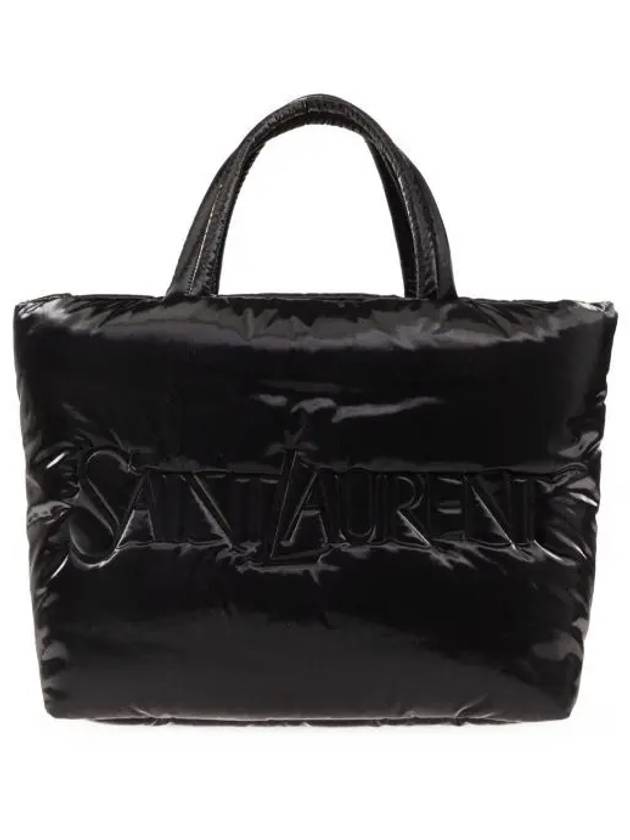 Silktech Canvas Tote Bag Black - SAINT LAURENT - BALAAN 2