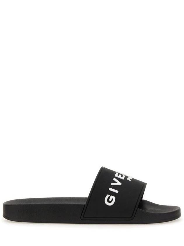 Logo Rubber Slide Slippers Black - GIVENCHY - BALAAN 7