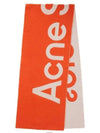 Studios Jacquard Logo Two-tone Wool Skiff Light Gray Orange - ACNE STUDIOS - BALAAN.