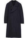 Soft Tailored Double Coat Blue Melange - LEMAIRE - BALAAN 1