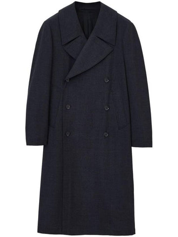 Soft Tailored Double Coat Blue Melange - LEMAIRE - BALAAN 1