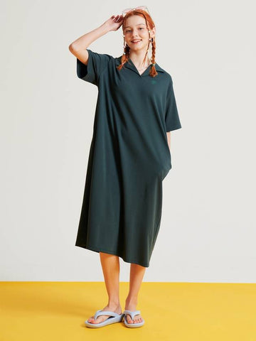 MET Natural Collar Long Dress Green - METAPHER - BALAAN 1