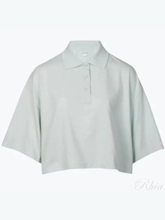 Cropped Cotton Piquet Polo Shirt Blue - BOTTEGA VENETA - BALAAN 2