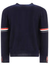 RWB V-neck Striped Virgin Wool Cardigan Navy - THOM BROWNE - BALAAN 3