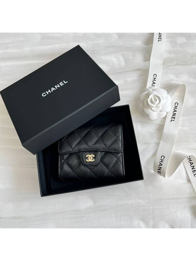 Small Classic Flap Wallet Grained Calfskin & Gold Black - CHANEL - BALAAN 9