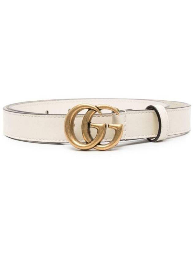 GG Marmont Double Buckle Thin Belt White - GUCCI - BALAAN 3