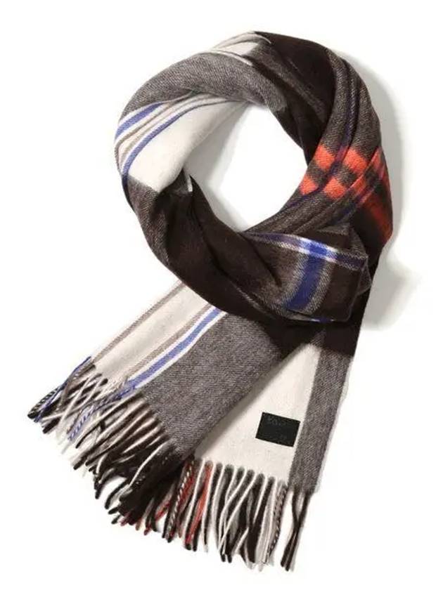 Plaid Check Pattern Lambswool Scarf Brown - PAUL SMITH - BALAAN 2