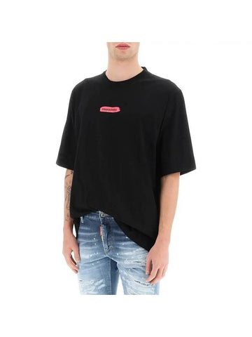 Lettering Oversized Short Sleeve T-Shirt Black - DSQUARED2 - BALAAN 1