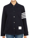 Double Face 4 Bar A-line Knit Long Sleeve Shirt Jacket Navy - THOM BROWNE - BALAAN 4