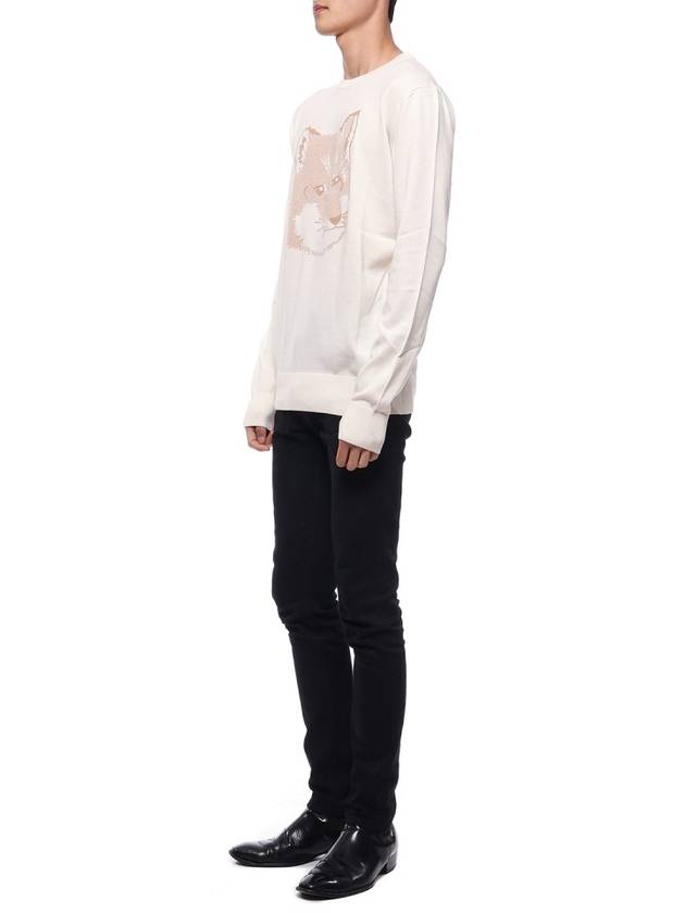 Pique Fox Head Round Neck Knit Top Ecru - MAISON KITSUNE - BALAAN 5